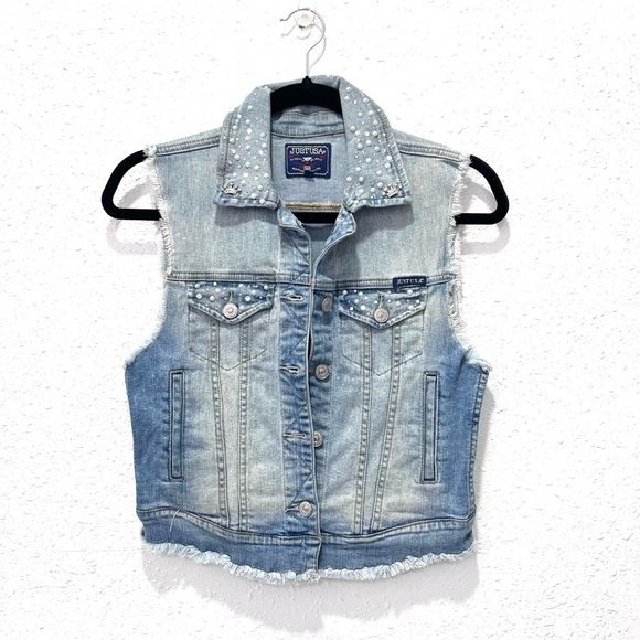 Just USA Authentic Denim vest embellished S - Picture 1 of 8